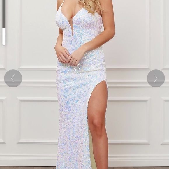 white iridescent prom dress - Picture 3 of 6